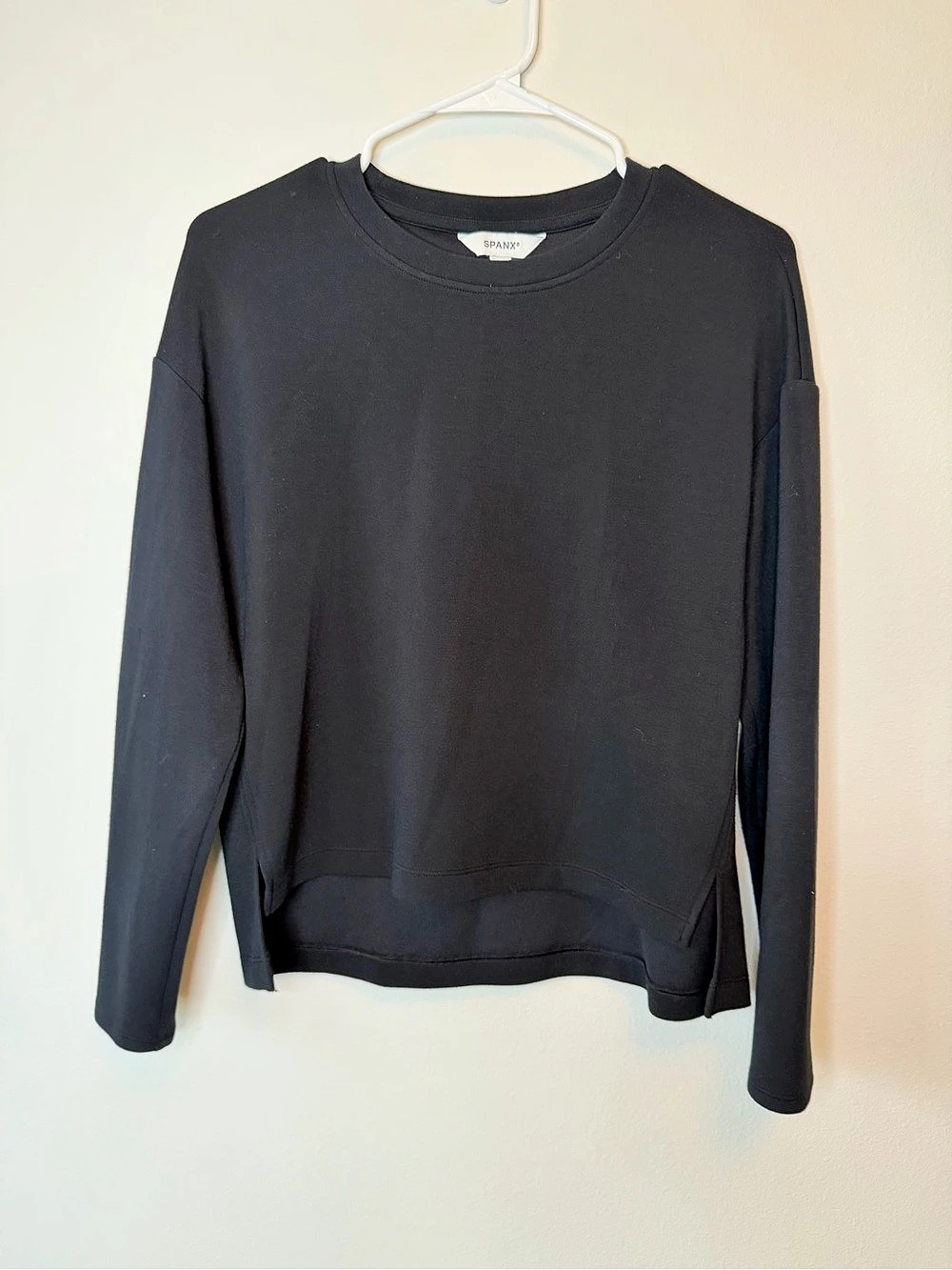 SPANX AirEssentials Crewneck Long Sleeve Top Black Medium